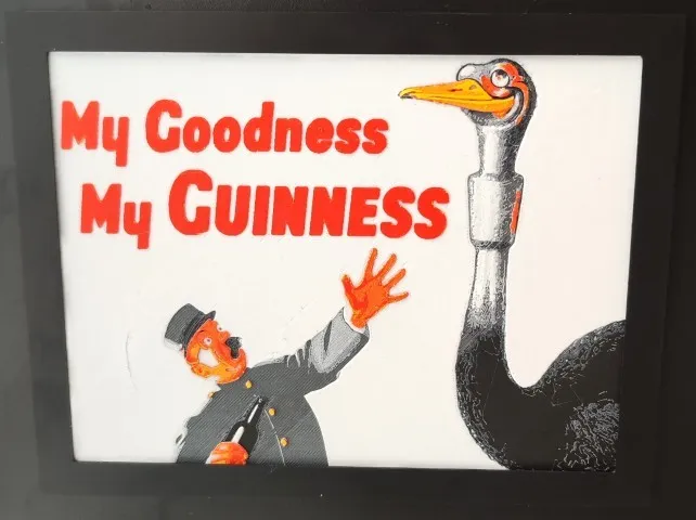 Impression 3D d'un poster publicitaire vintage Guinness - My goodness, my Guinness (Ostrich) par Gilroy (1936) - Hueforge
