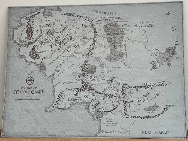 Impression 3D de la carte de la terre du milieu du seigneur des anneaux