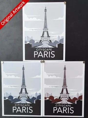 Impression 3D d&#x27;une affiche de voyage Paris - hueforge